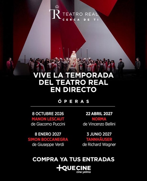 Cuatro óperas de la nueva temporada del Teatro Real se podrán ver en directo en salas de cine de toda España