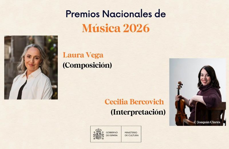 El Ministerio de Cultura concede los Premios Nacionales de Música 2026 a Laura Vega y a Cecilia Bercovich