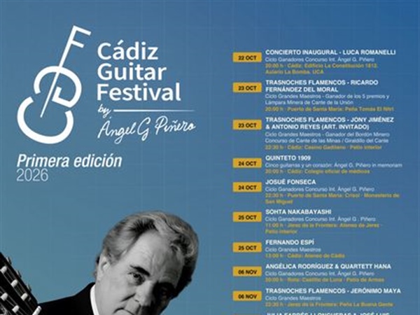 El Festival Internacional de Guitarra de Cádiz Ángel G. Piñero se estrena con 13 conciertos que unen tradición, talento joven y proyección internacional