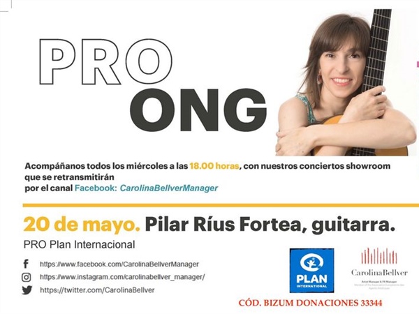 La guitarrista Pilar Rius Fortea actúa en el Festival Online PRO ONG CONCERTS